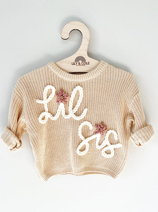 "LIL SIS" EMBROIDERED SWEATER